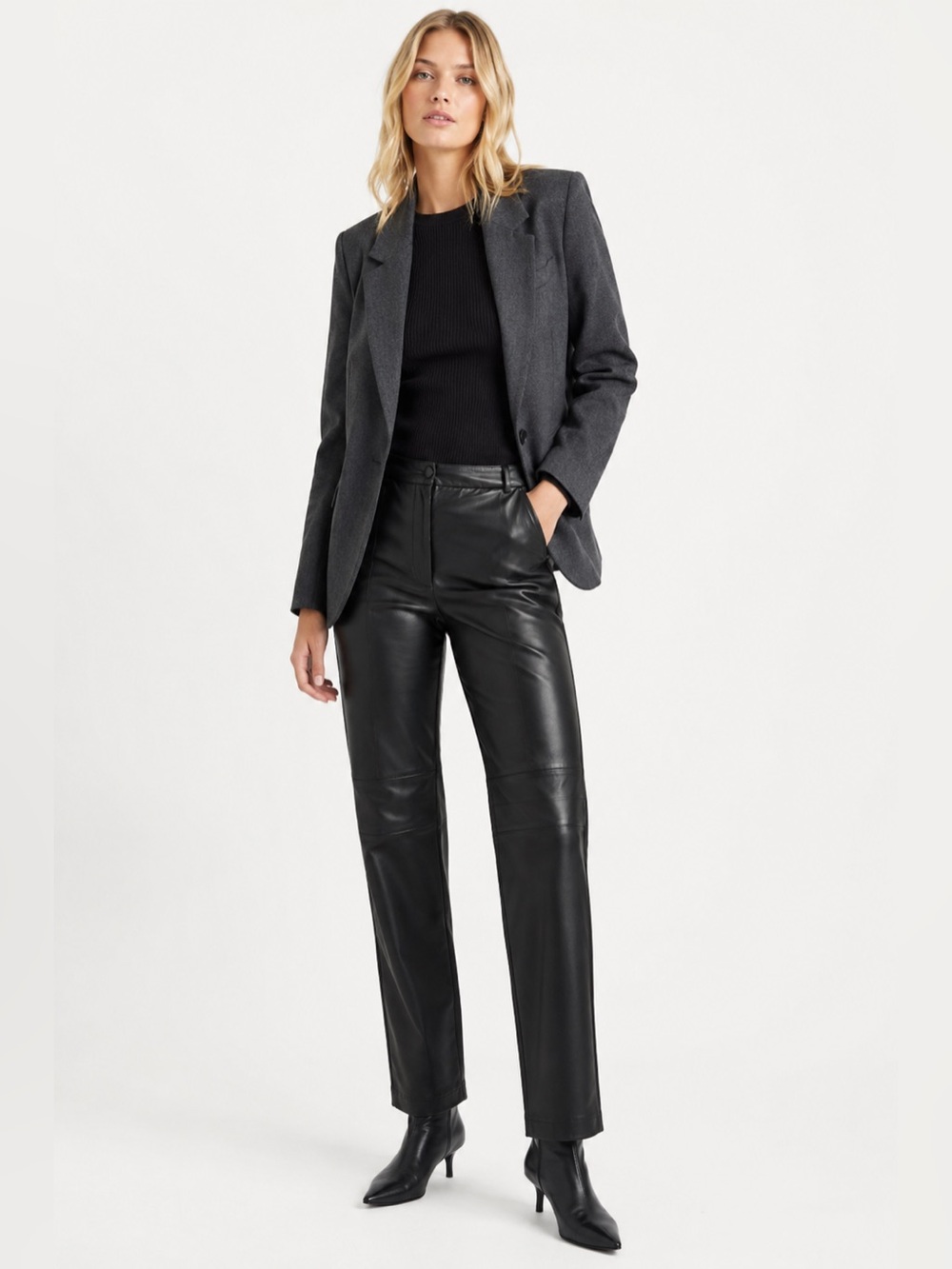 Vintage Croft & Barrow Lambskin Leather Pants Black Straight Leg Size 4